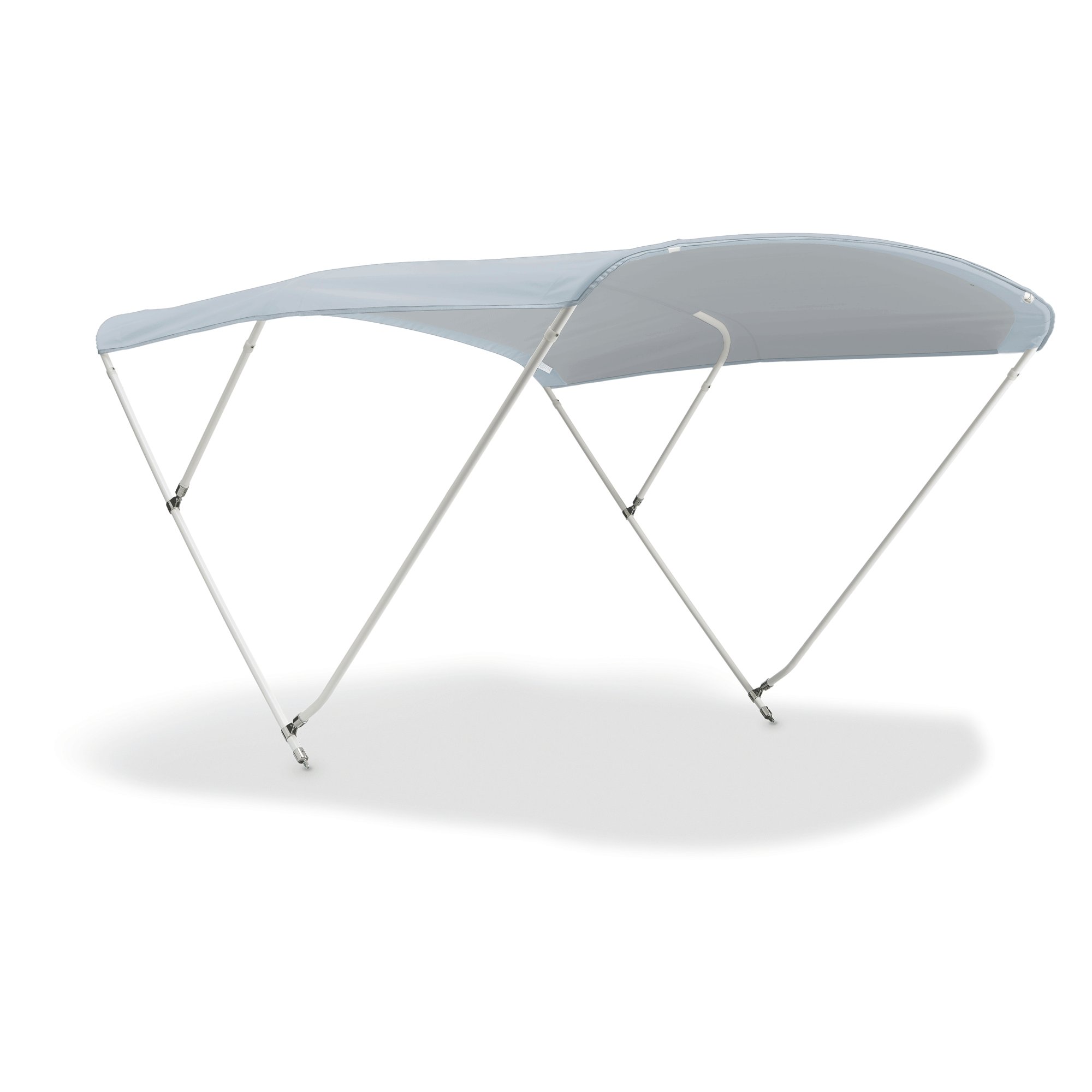 New Chic 3-Arch Bimini Top for Boats and Rafts 25 mm White Lacquered Aluminium Light Grey Polyester Canvas Boat Cover